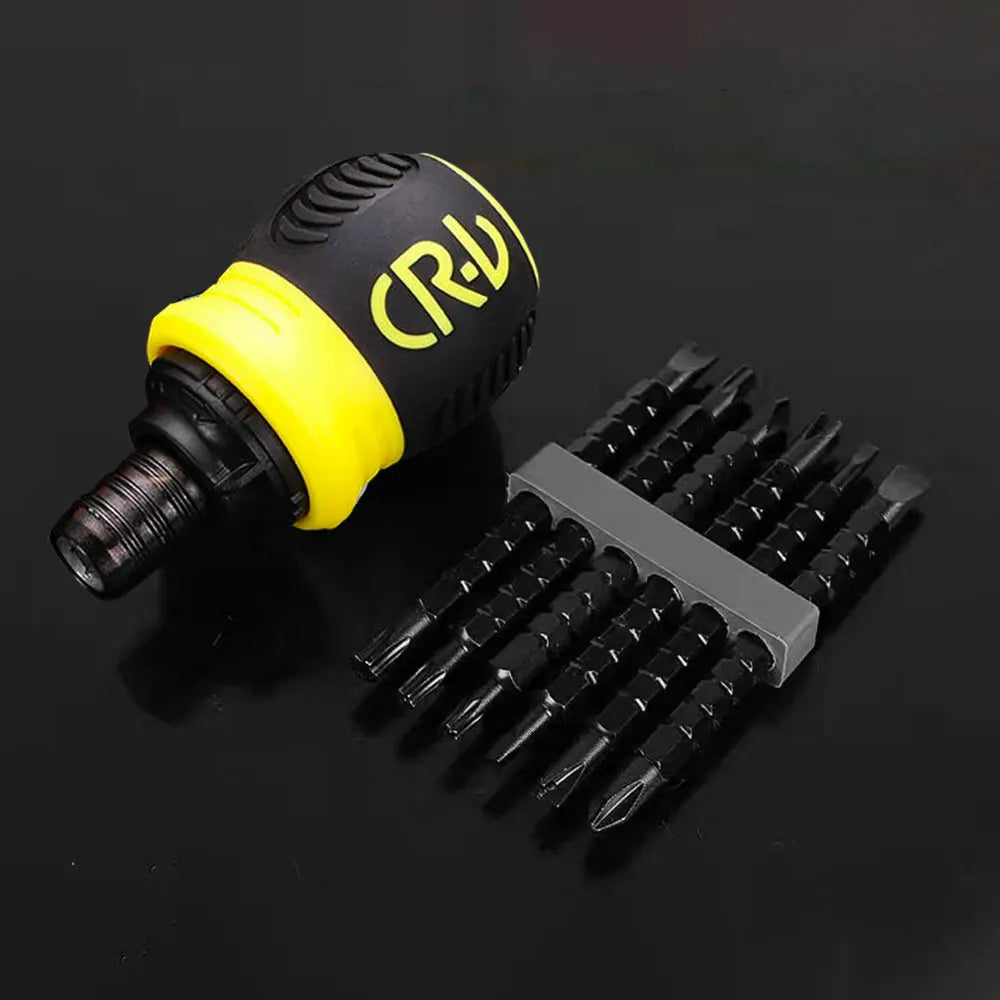 Ratchet Screwdriver Set Short Handle Cross Groove Drill Head Telescopic Detachable Steel Screw Driver Repair Hand Tools
