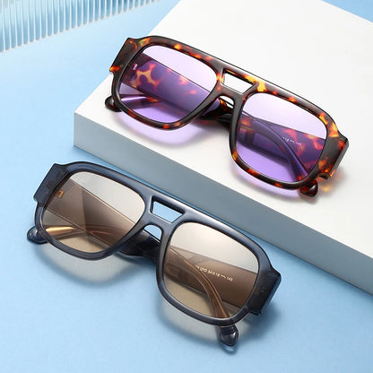 Protective Glasses 1/4 Sets Large Frame Double Bridges Square Sun Glasses Women Candy Color Men Eyeglasses Outdoor Sports Shades