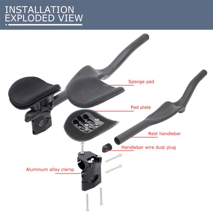 ULLICYC Road Bike Triathlon Time Trial,3K Full Carbon Matte/Glossy Bicycle Rest TT Handlebar 35° For Aero Extension Handlebar
