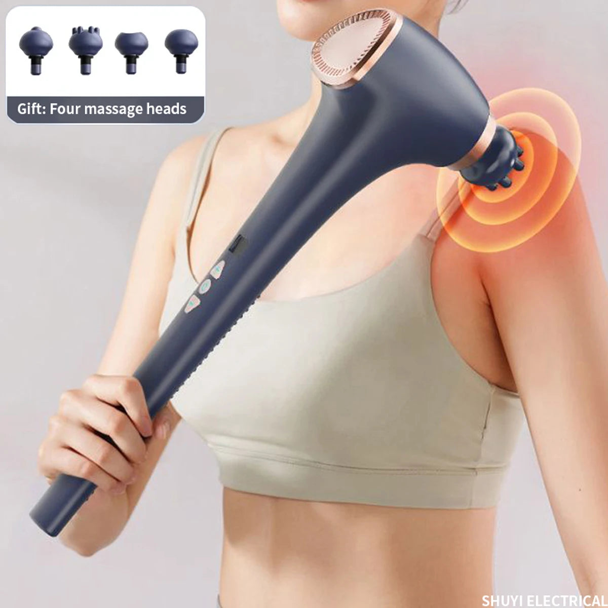 Handheld back massager, suitable for shoulder, foot, leg, calf, and body massagers, rechargeable, electric massager, men's and w