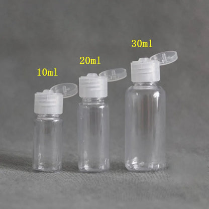 50pcs 20/30/50/60/80/100ml Plastic Squeeze Bottle with Flip Cap PET Lotion Shampoo Bottle Empty Cosmetic Sample Container Travel