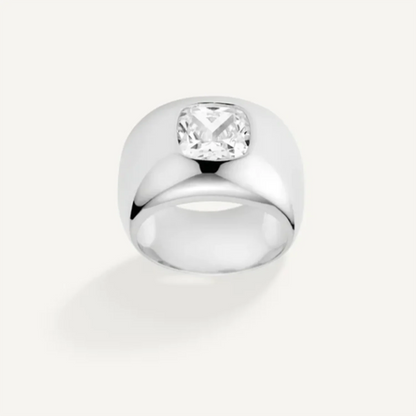 DPLAOPA 925 Sterling Silver Gold Thick Band Big CZ Zircon Size Ring Women Luxury Fine Jewelry 2023 Fine Jewelry Crystal