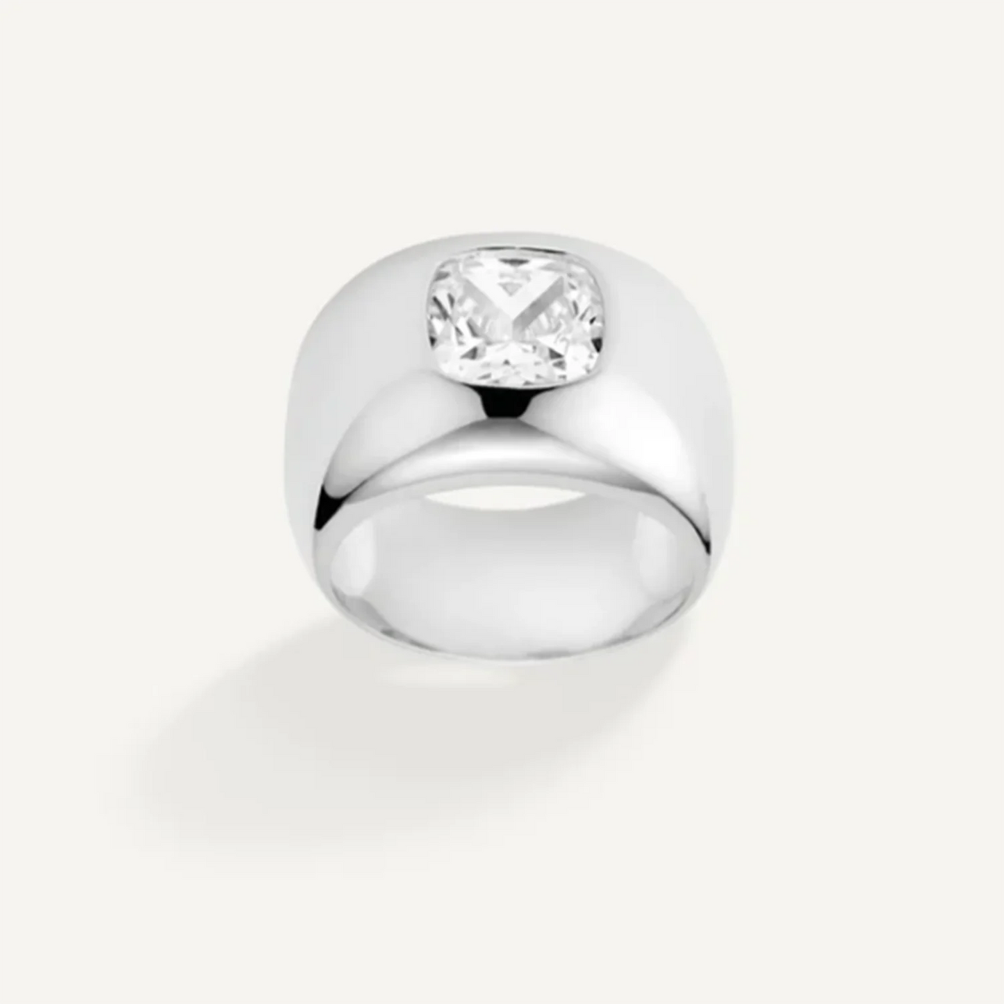 DPLAOPA 925 Sterling Silver Gold Thick Band Big CZ Zircon Size Ring Women Luxury Fine Jewelry 2023 Fine Jewelry Crystal