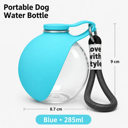 285ML Leak-Proof Feeder Dogs Bottle,Portable Dog Drinker 2-in-1 Stainless Steel Silicon Lightweight Travel Pet Supplies