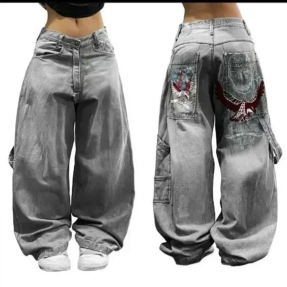 Street Y2K New Fashion Trend Clearance Spot Special Straight Jeans Women Harajuku Hip Hop Oversized Wide-leg Pants Unisex Jeans