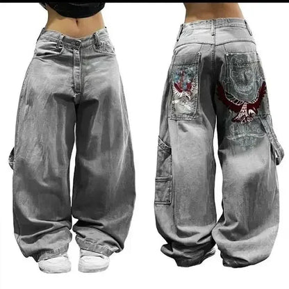 Street Y2K New Fashion Trend Clearance Spot Special Straight Jeans Women Harajuku Hip Hop Oversized Wide-leg Pants Unisex Jeans