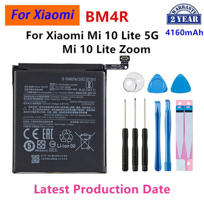 100% Orginal BM4R 4160mAh Battery For Xiaomi Mi 10 Lite 5G/Mi 10 Lite  Zoom   Phone Replacement Batteries+Tools