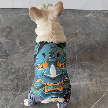 Creative Pet Tattoo Clothes Suitable For Fadou, Bago, Corgi, Bulldog Spring T-shirts, Interesting Social Dog Pet Clothes S-XXL