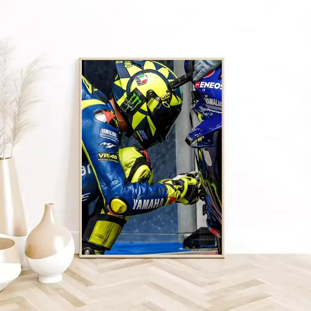 Painting Calligraphy HD Waterproof Canvas Wall Art Poster Home Room Decor Gift Motorcycle Racer Valentino Rossies