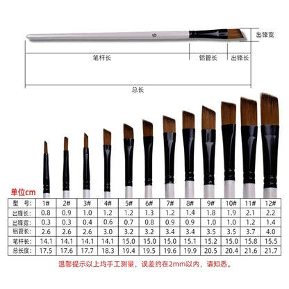 12pcs Nylon Hair Wooden Handle Watercolor Paint Brush Pen Set for Learning Diy Oil Acrylic Painting Art Paint Brushes Supplies