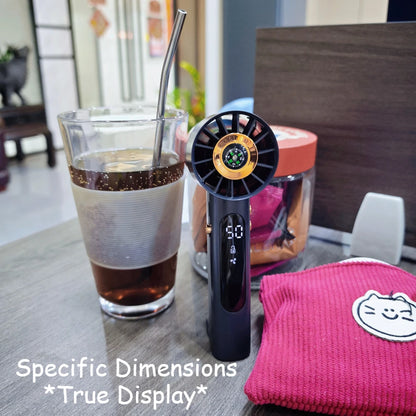 Portable Mini Hand Fan Built-in Compass 100 Gears LED USB Charging Long Lasting Fan for Outdoor Travel