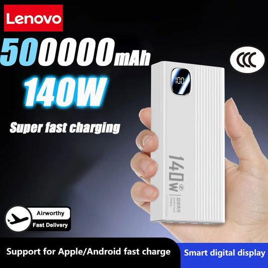 Lenovo 140W 500000mAh Power Bank Super Fast Charging Large Capacity Intelligent Digital Display Power Bank For IPhone For Xiaomi