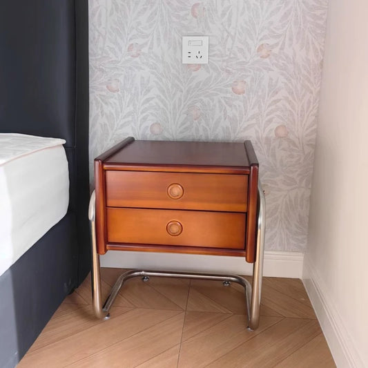 Mid-Century Modern Nightstand Solid Wood Bedroom Bedside Table Vintage Storage Drawers for Small Spaces Organizer Cabinet