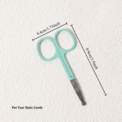 Pet Grooming Set - Pet Eye Brush, Pet Eye Scissors - Gentle Tear Stain Remover & Fur Deshedding Tool, Suitable for Dogs & Cats,