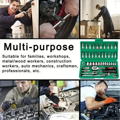 New 46-piece Socket Wrench Toolbox Auto Repair Team Wrench Socket Wrench Ratchet Wrench Set Home