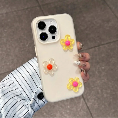 White With 3D Diy Colorful Flower Lanyard Phone Case For Xiao Mi 15T 14T Pro 17 Pro Max 15 Pro 11 Lite 5G Shockproof Soft Funda