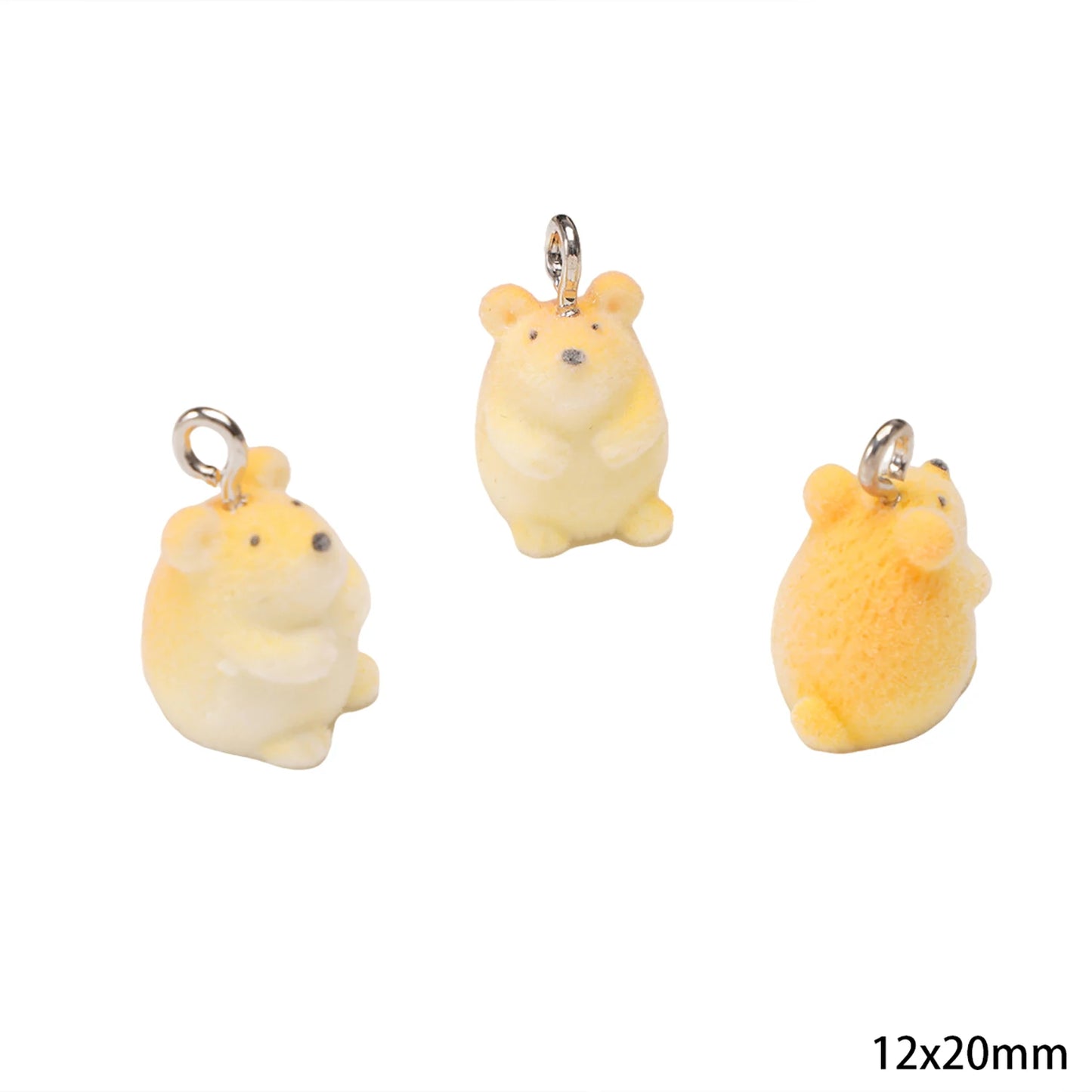 1Pcs 3D Flocking Resin Charms Cartoon Animal Pendant for Necklace Earrings Keychain Making DIY Jewelry Accessories Wholesale