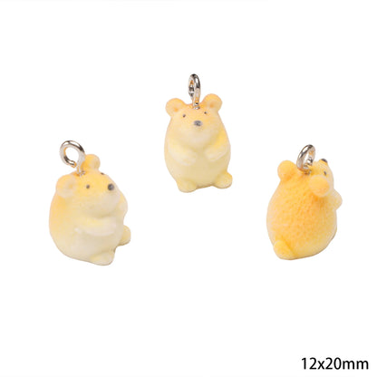 1Pcs 3D Flocking Resin Charms Cartoon Animal Pendant for Necklace Earrings Keychain Making DIY Jewelry Accessories Wholesale