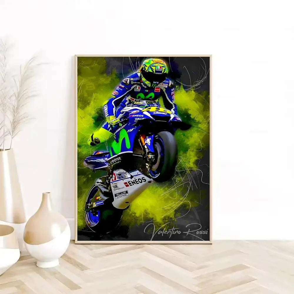Painting Calligraphy HD Waterproof Canvas Wall Art Poster Home Room Decor Gift Motorcycle Racer Valentino Rossies