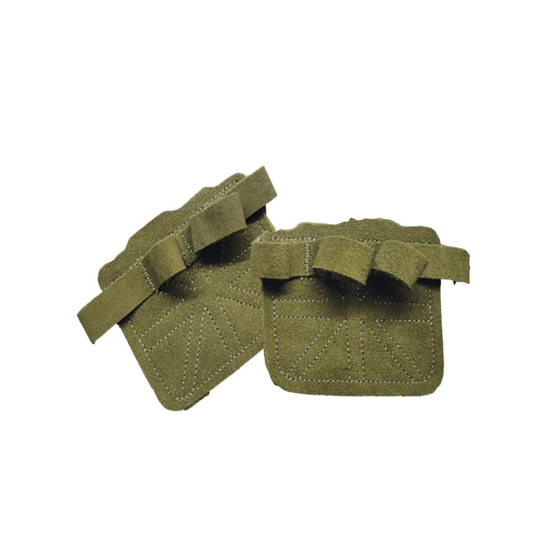 1 Pair Cowhide Bodybuilding Gym Gloves Four-finger Palm Protection Anti-slip Wear-resistant Fitness Sports Training Palm Guard