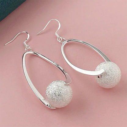 925 Sterling Silver Fashion Beaded Earrings for Women to Wear on Important Occasions Charm Jewelry