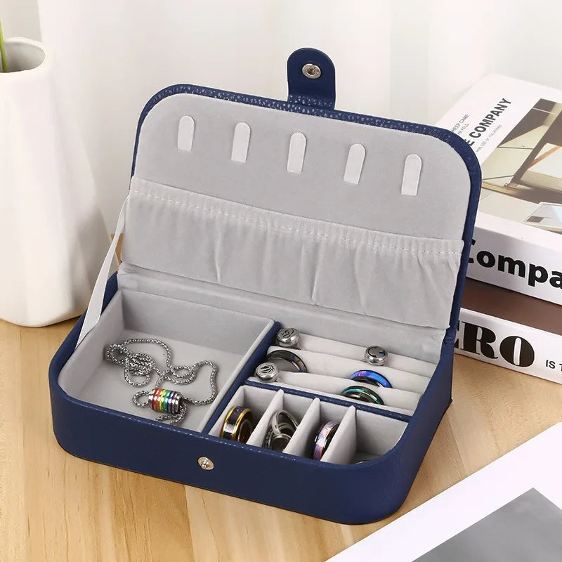 Portable Jewelry Box Jewelry Organizer Display Travel Jewelry Case Boxes Button Pu Leather Storage Zipper Jewelers Packaging