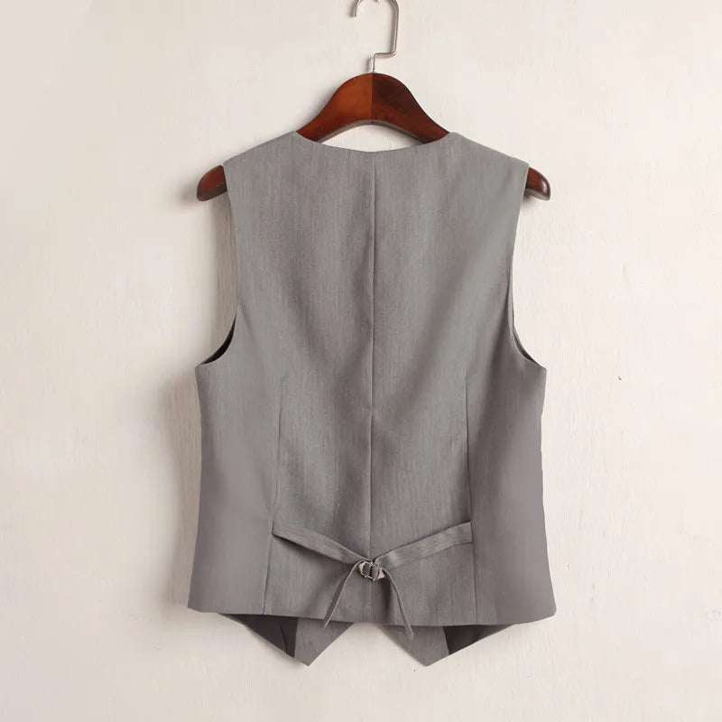 Summer V-Neck Vest Women Thin Loose Waistcoat Single Breasted Sleeveless Blazer Feminino Short Slim Veste Femme Tide XXXL