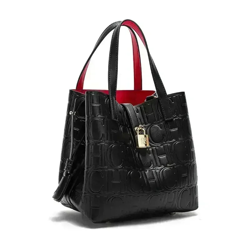CH Women Tote Bag High Quality Pu Leather Top Handle Handbag With Lock Decoration Crossbody Shoulder Bag For Work Daily