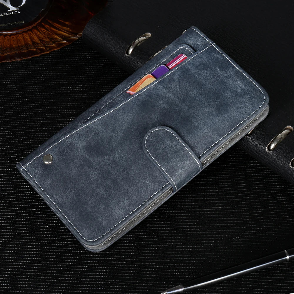 Leather Wallet Cwowdefu S18 Case 6.58" Fashion Luxury Protective Customize Cover Phone Card Wallet Card Slots Book Style