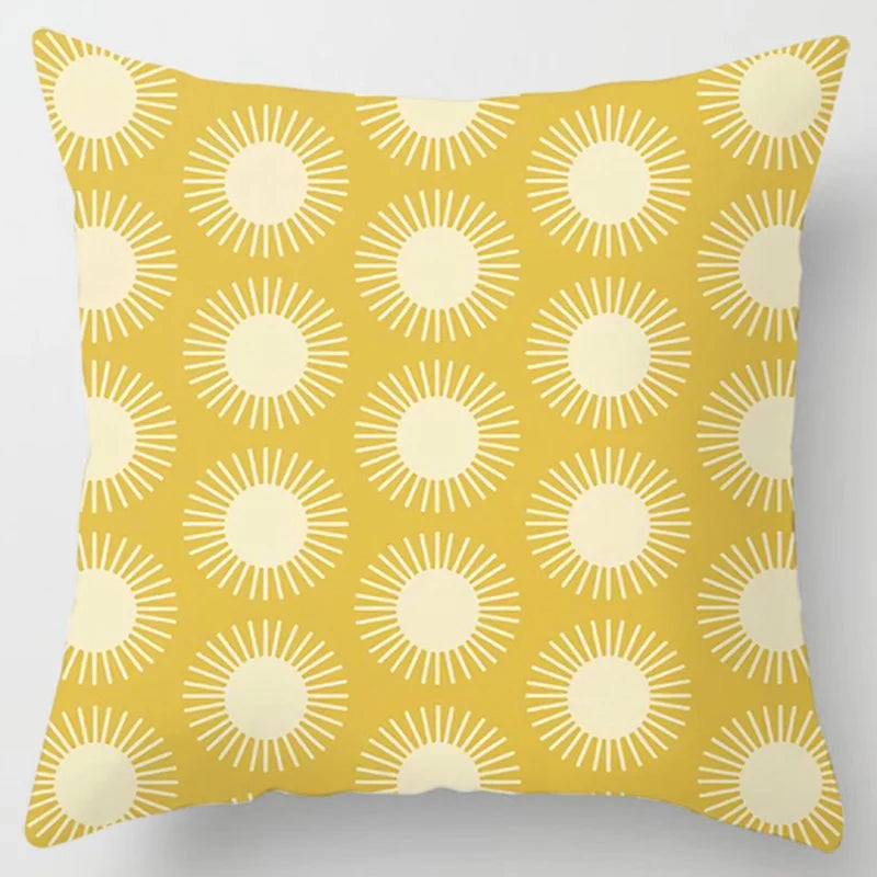 Modern Simple Yellow Flower Pillowcase Home Sofa  Lumbar   Cushion  Pillow