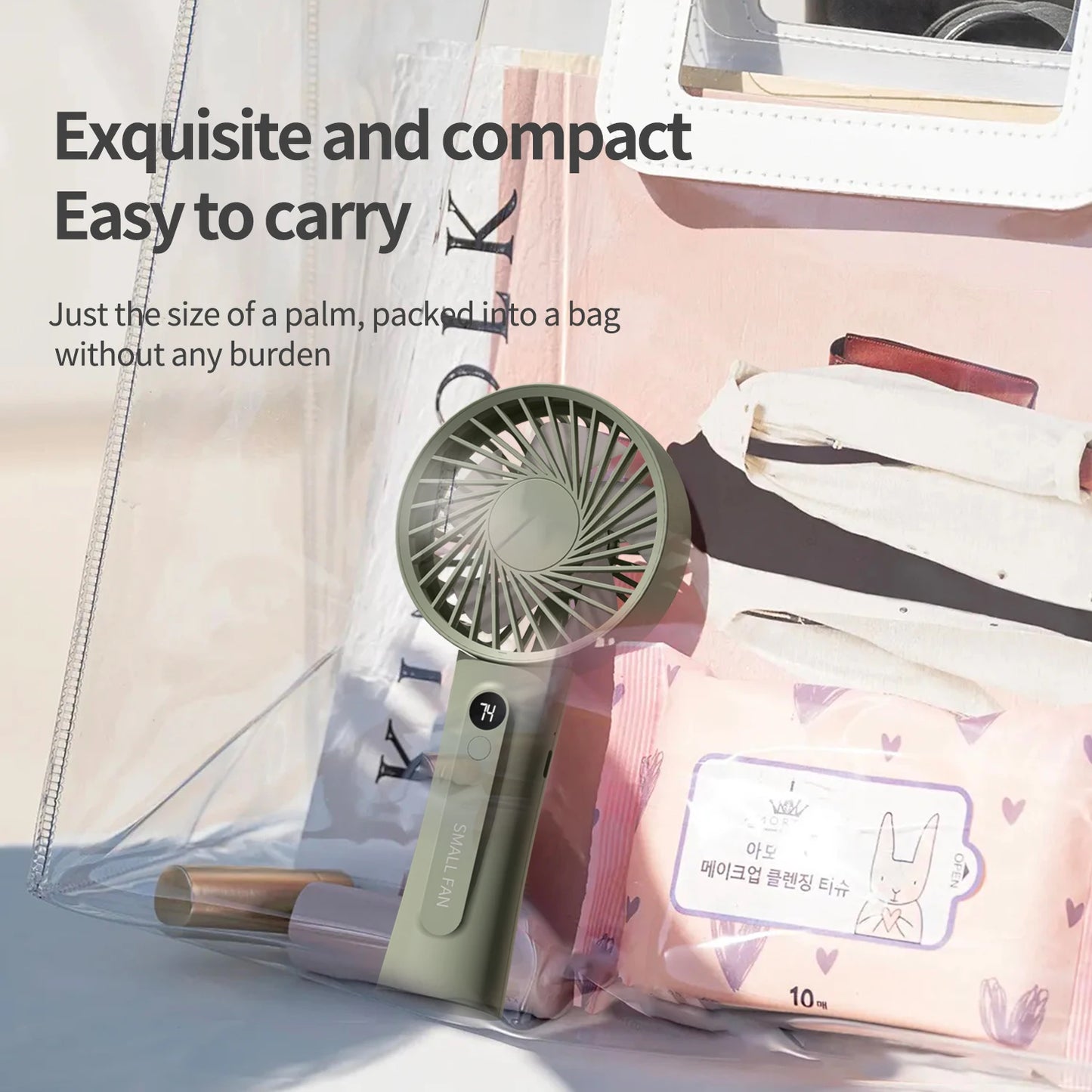 New Portable Handheld Fan, Fan 6 Speed Wind LED Display Personal Mini Travel Fan  Hand Held Fan USB Foldable Electric Fan