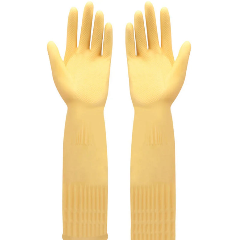 A pair of long rubber gloves with cow tendons, laundry, dishwashing, and cleaning gloves can protect your hands