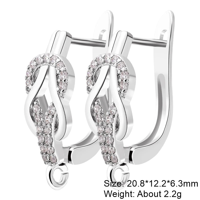 Juya 18K Gold Silver Plated Fastener Bales Fixture Earring Hook Locks For DIY Women Fashion Crystal Agate Charms Earrings Making