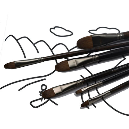 6pcs/Set artist paint brushes wood long rod Oil Paint weasel hair  Water Color Painting Acrylics Brush Art Drawing for Supplies