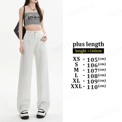 Summer Soft Lyocell Fabric Woman Jeans Loose Wide Leg Straight High Waisted Thin Pant Fashion Comfort White Casual Trousers