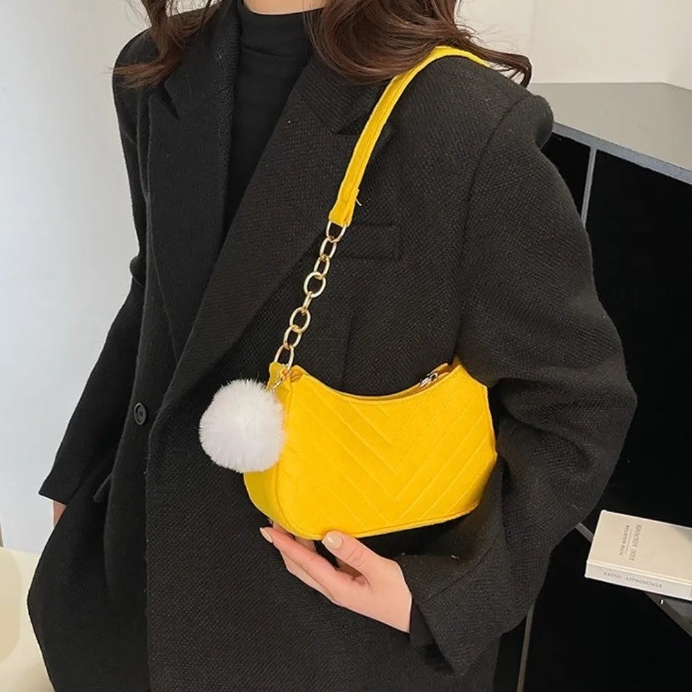 New Fashion Design Mini Shoulder Bag Simple Design Trendy Felt Underarm Bag Casual Light Weight Handbag Work