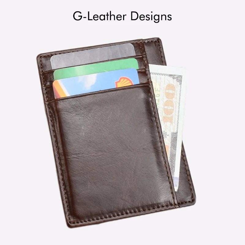 Vintage Genuine Leather Card Holder Oil Waxy Leather Credit Card Wallet Cases Unisex Slim Card Bag