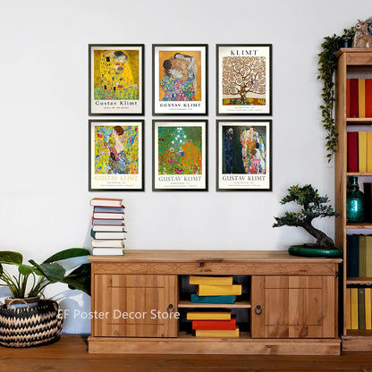 Floral Scenery Poster Exhibition Garden Aesthetic Prints Klimt Artwork Room Home Club Hallway Gallery Cafe Decor Wall Painting