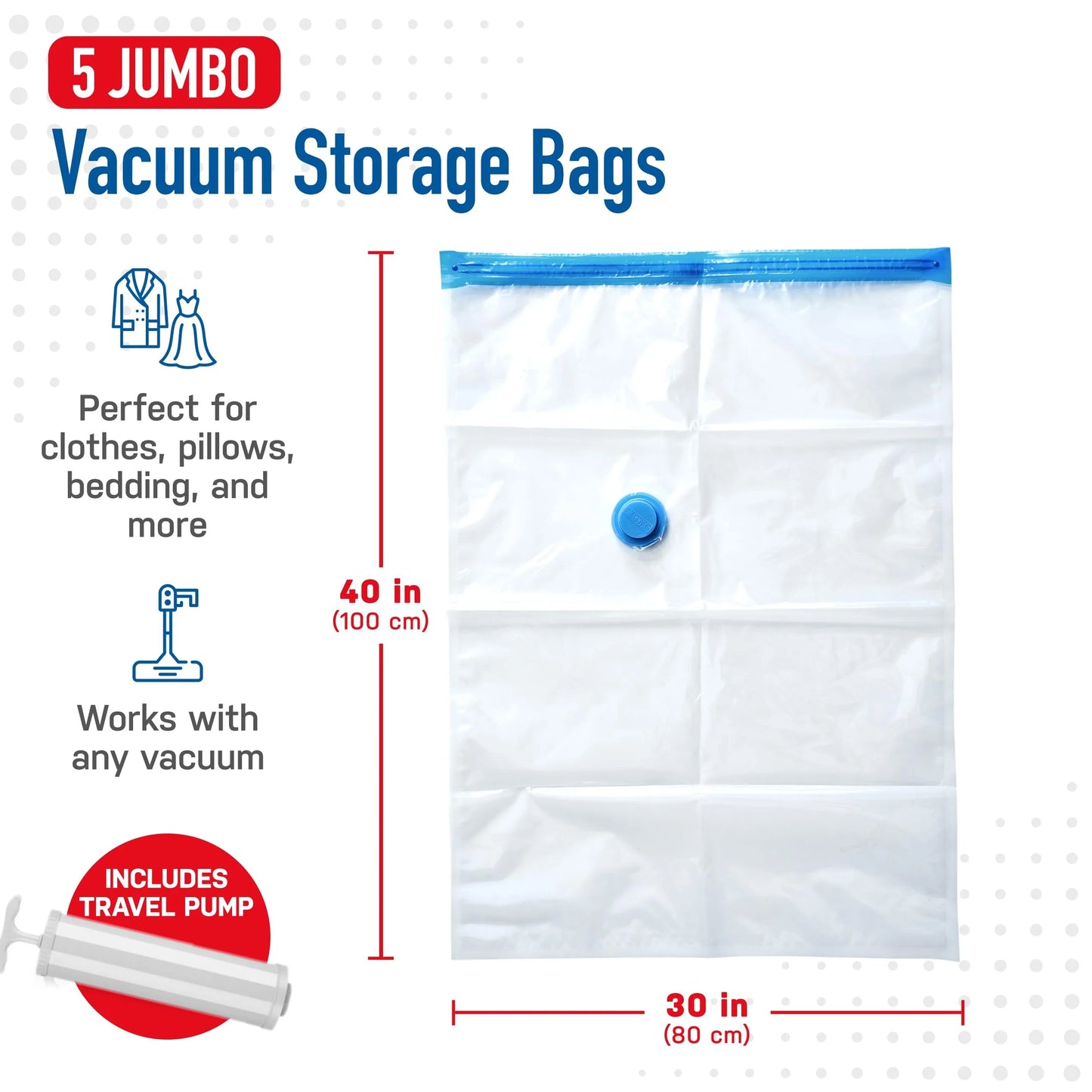 Vacuum Storage Bags, 15-Pack Space Saver Vacuum Storage Bags, Vacuum Seal Bags for Clothing, Clothes, Comforters and Blankets