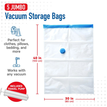 Vacuum Storage Bags, 15-Pack Space Saver Vacuum Storage Bags, Vacuum Seal Bags for Clothing, Clothes, Comforters and Blankets