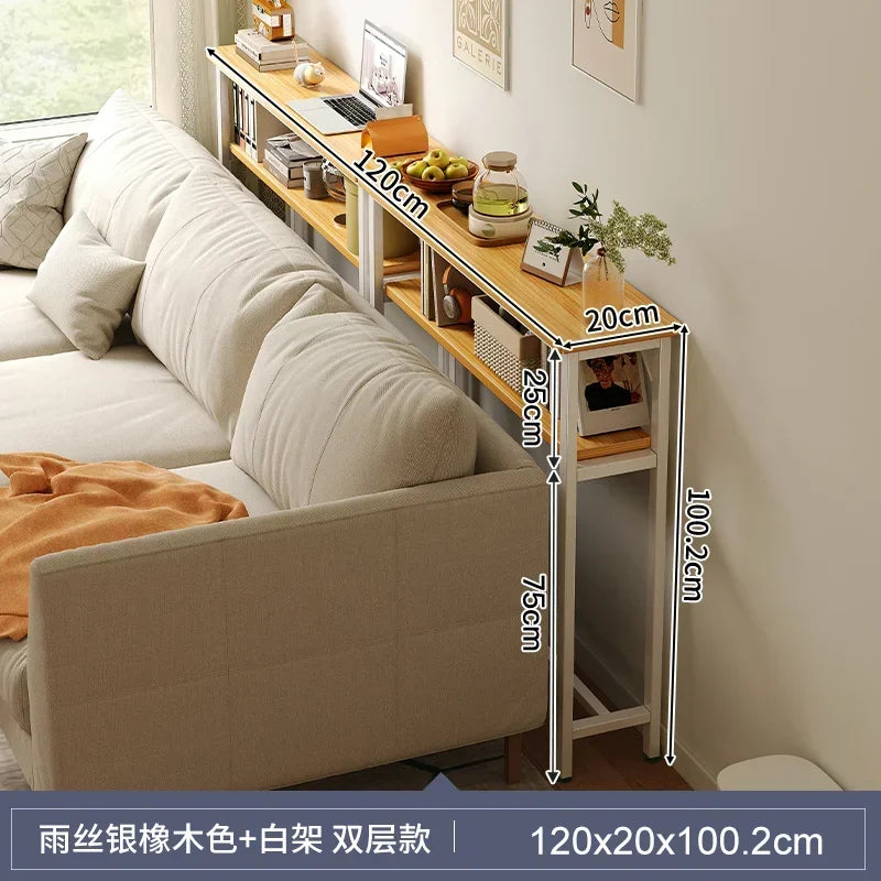 Multi-functional Living Room Long Partition Rack Bed Tail Storage Table Rear Sofa Gap Narrow Side Table Space-Saving Furniture