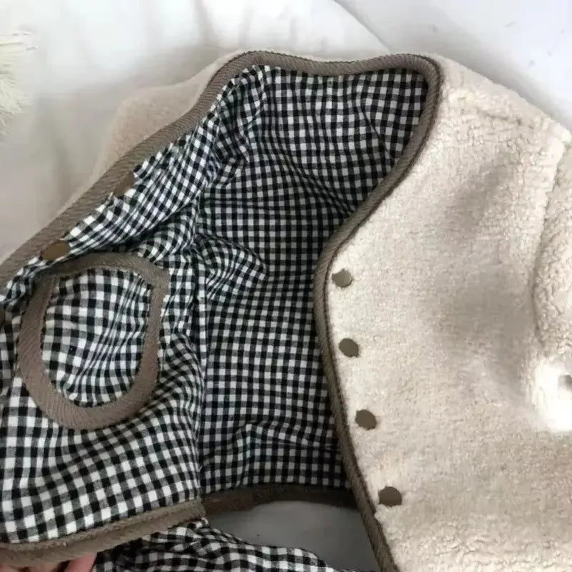 Neue Herbst- und Winterjacke für Kinder: Warme, beidseitig tragbare karierte Plüschjacke, Winterkleidung für Mädchen