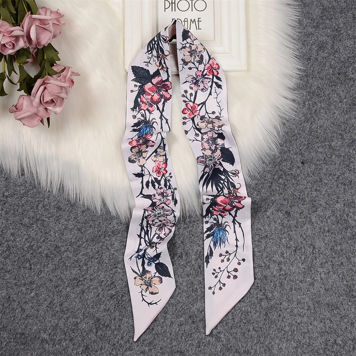 2024 New Luxury Brand Scarf Tarot Women Scarf Bag Hair Skinny Silk Scarves Design Foulard Neckerchief Headband For Ladies