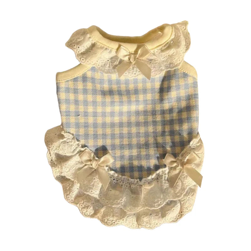 Pet Spring/summer New Cat And Dog Clothes Breathable Comfortable Cute Princess Style Bow Lace Skirt For Small Dogs Teddy Bears
