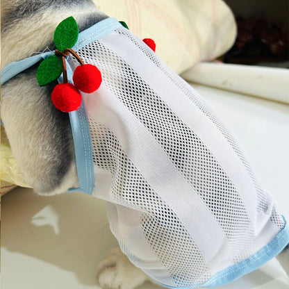 Breathable Cute Pet Dog Clothes For Small Dogs Chihuahua French Bulldog Summer Vest T Shirt Cherry Lovely Puppy Clothing
