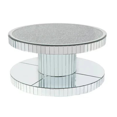 Living room mirror furniture glass top hollow center coffee table