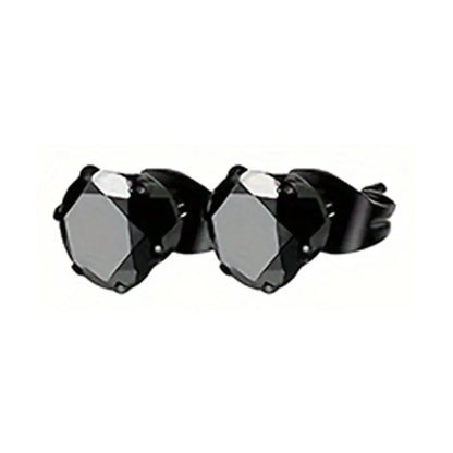 21 pairs of men's stainless steel earrings, circular CZ earrings, hypoallergenic earrings, unisex perforated earrings