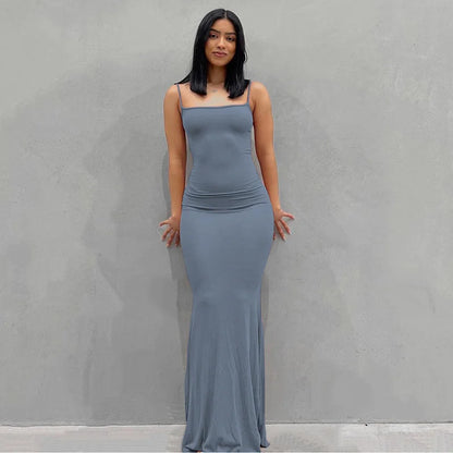Slip Sleeveless Backless Maxi Dress Women 2025 Y2K  Summer Bodycon Elegant Sexy Outfits Ladies Birthday Party Club Fishtail Dres