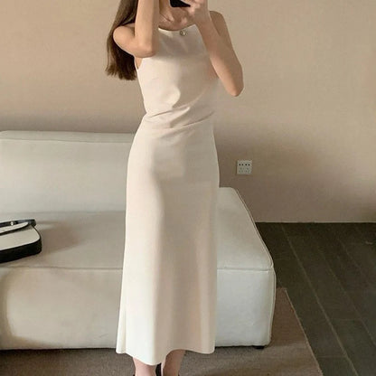 New Summer Women Sexy Skinny One Shoulder Dress Lady Solid Color Wrap Hip Skirts Female Korean Concise Party Slim Fit Long Dress