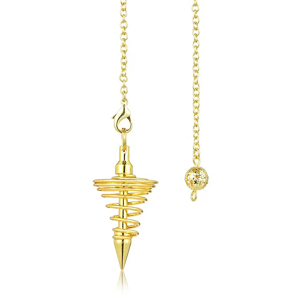 Fashion Jewelry New Rose Gold Dowsing Spiral Cone Pattern Healing Pyramid Pendule Reiki Amulet Reiki Pendulum Pendant